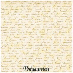 5749 Beige patchworkstof med brun skrift