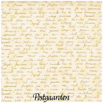 5749 Beige patchworkstof med brun skrift