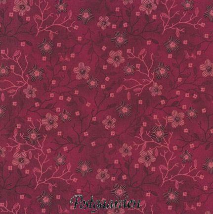 6468 Bordeaux rød patchworkstof med blomster