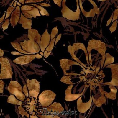6621 Sort med gyldne blomster bali batik patchworkstof