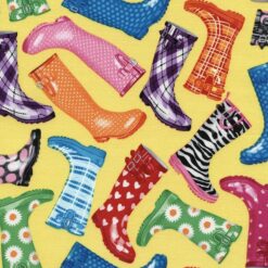 6907 Gul patchworkstof med gummistøvler