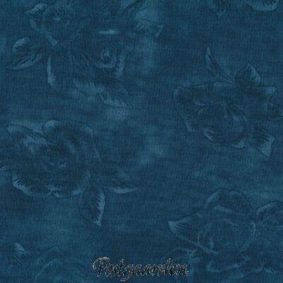 6944 Mørk Tyrkis patchworkstof meleret med roser