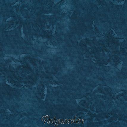 6944 Mørk Tyrkis patchworkstof meleret med roser