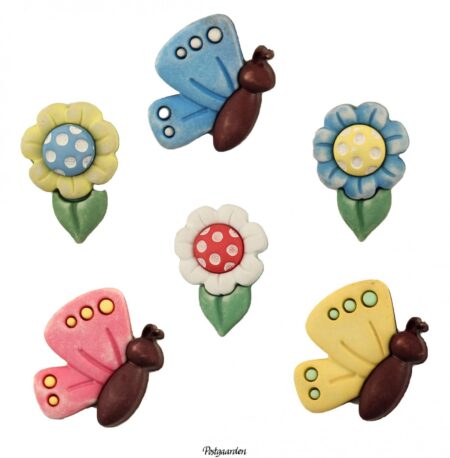 Sommerfugle og blomster knapper