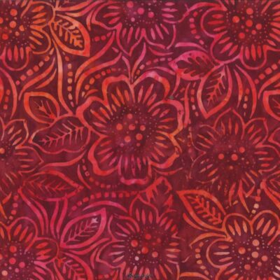 7227 Bordeaux med blomster bali batik