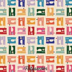 7734 hvid med symaskiner patchworkstof - postgaarden.com