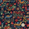 7726 Blå med fugle syning patchworkstof - postgaarden.com