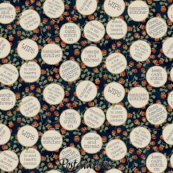 7727 Blå med ord syning patchworkstof - postgaarden.com