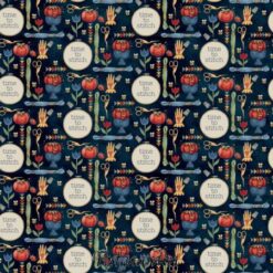 7728 Blå med syting syning patchworkstof - postgaarden.com