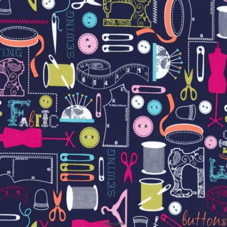 7292 - Mørkblå patchworkstof m. sygrej