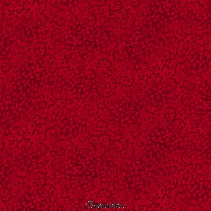 7331 - Rød patchworkstof m. grene og blade