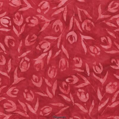 7391 Rød m. lysere tulipaner Bali/batik