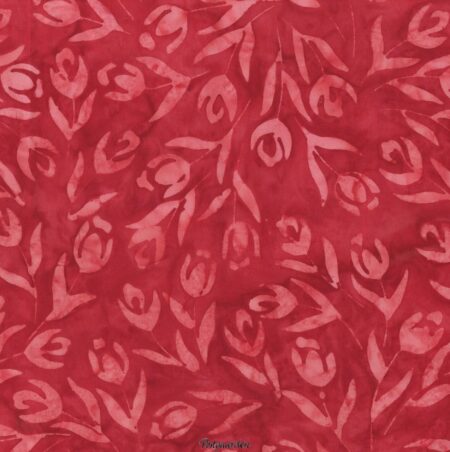 7391 Rød m. lysere tulipaner Bali/batik