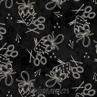 6807 Sort m. syting patchworkstof