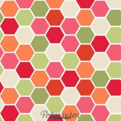 7432 mini hexagons rød grøn patchworkstof