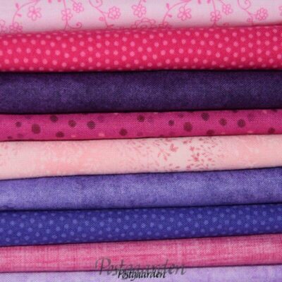 Lyserød/Lilla patchworkstof 50 x 55 cm