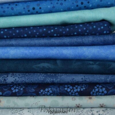 Blå - Turkis patchworkstof 50 x 55 cm