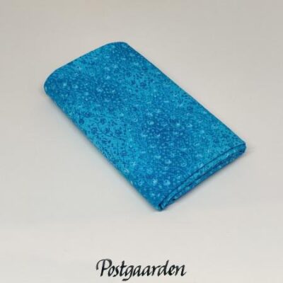 FQ7564 Turkis med blomster patchworkstof fat quarter - postgaarden.com