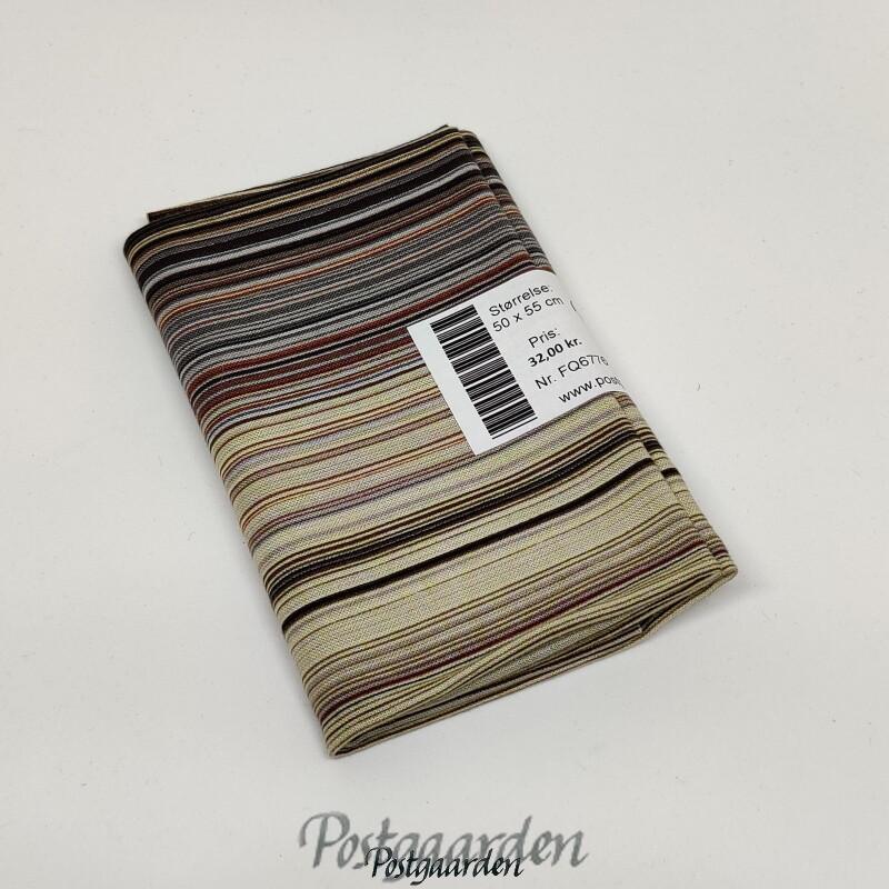 FQ6776 Brun beige sort Strib patchworkstof