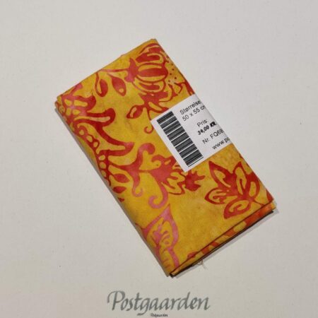 FQ6995 6995 Gul med orange pink blomster Bali/Batik patchwork