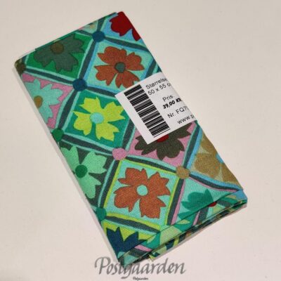 FQ7071 7071 - Grøn patchworkstof med tern og blomster fat quarter 50 x 55 cm