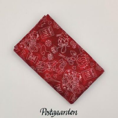 FQ7316 rød med sygrej patchworkstof - postgaarden.com
