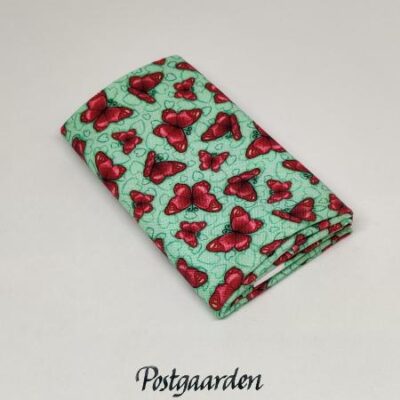 FQ7575 turkis med pink sommerfugle patchworkstof - postgaarden.com