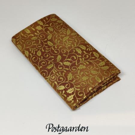 FQ7715 Gylden med guld blade patchworkstof jul - postgaarden.com