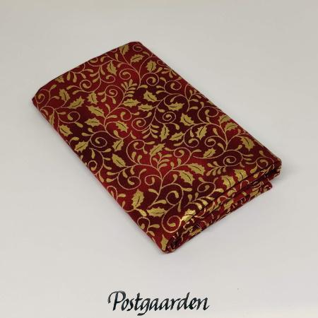 FQ7716 Rød med guld blade patchworkstof jul - postgaarden.com