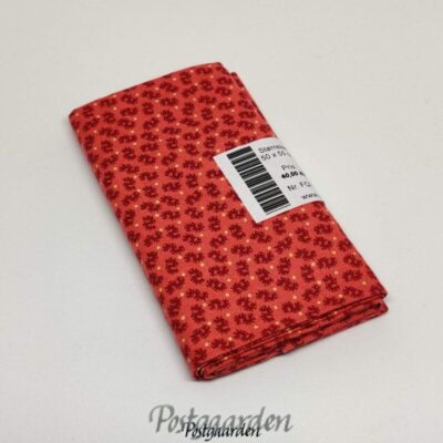 FQ7168 Orange patchworkstof med rødt blad