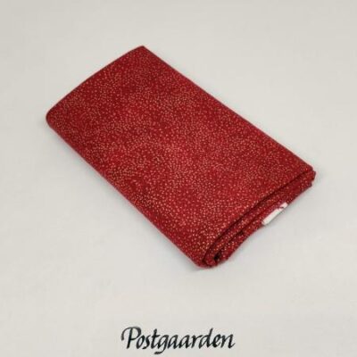 FQ7386 Rød med guld prikker jule patchworkstof - fat quarter - postgården - postgaarden.com