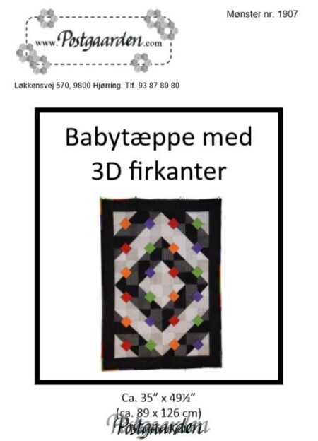 1907 Babytæppe med 3d firkanter