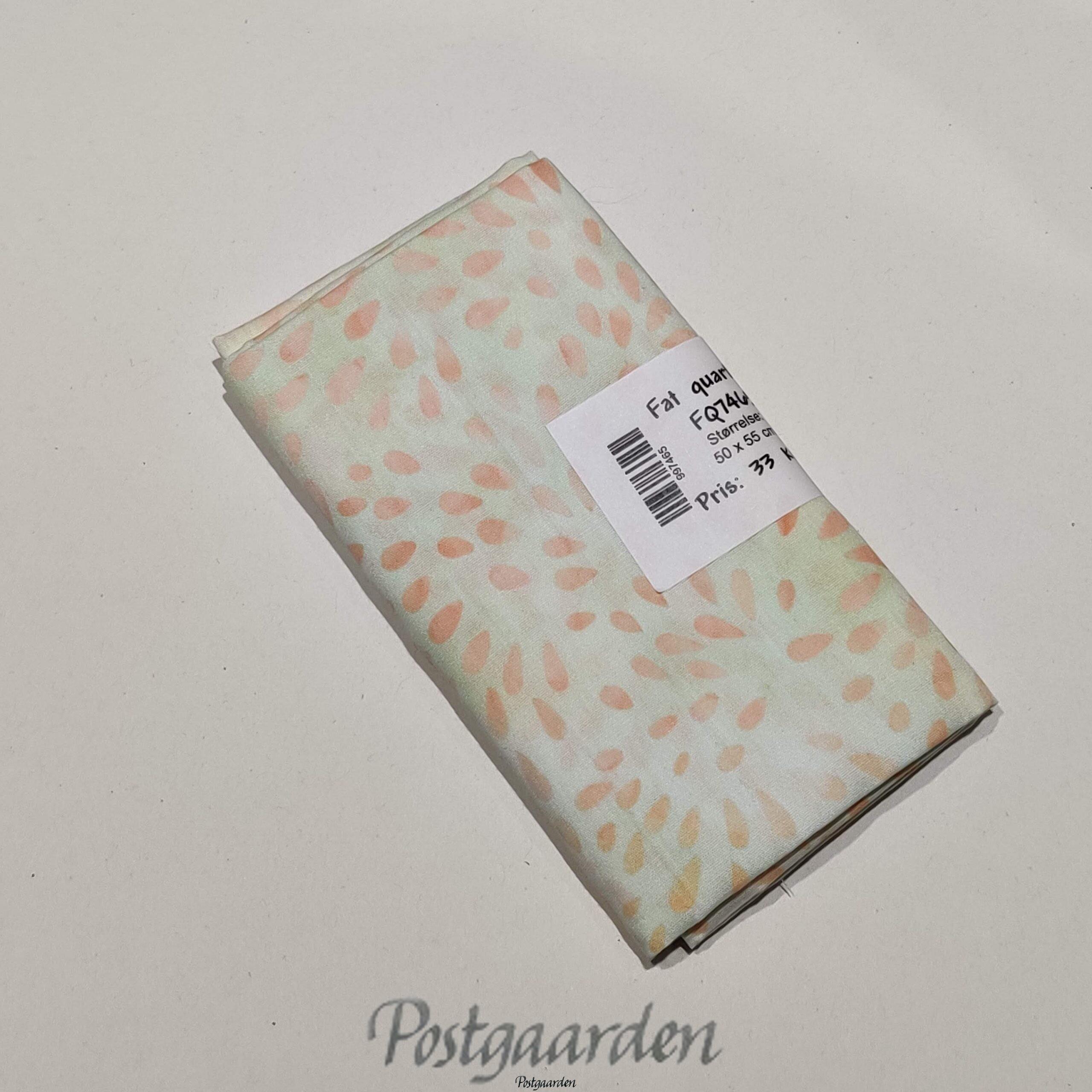 FQ7465 7465 Råhvid med orange dråber patchwork stof