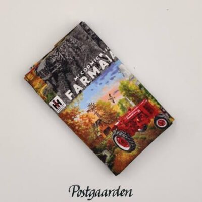 FQ7956 grå med farmall traktorer patchworkstof - postgaarden.com