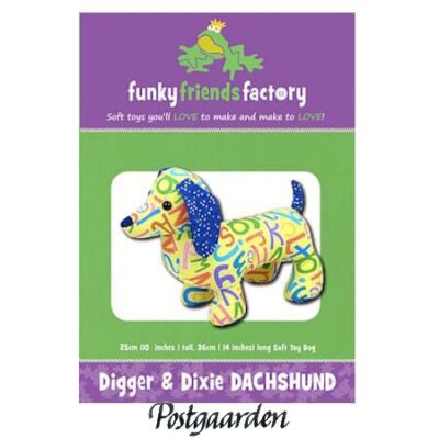 FF4651 digger dixie dachshund patchwork mønster - postgaarden.com