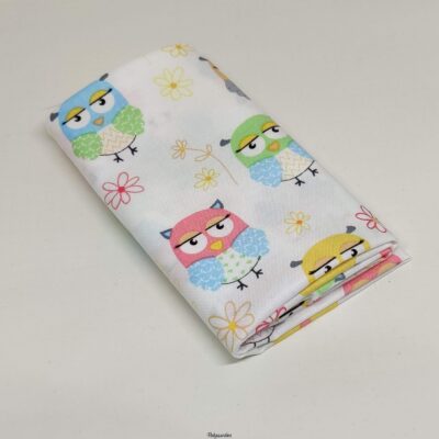 FQ7491 hvid med ugler fat quarter patchworkstof - postgaarden.com