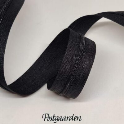 sort 4mm lynlås i metermål - postgaarden.com