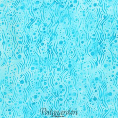 Lys tyrkis med bobler og streger bali batik 7512 patchworkstof