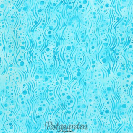 Lys tyrkis med bobler og streger bali batik 7512 patchworkstof