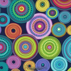 7548 Blå patchworkstof med cirkler