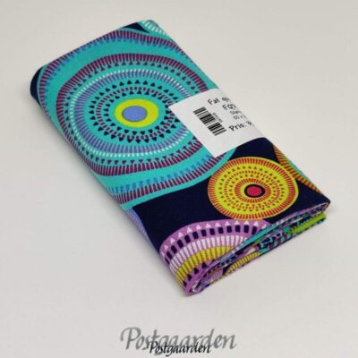 FQ7548 Blå patchworkstof med cirkler