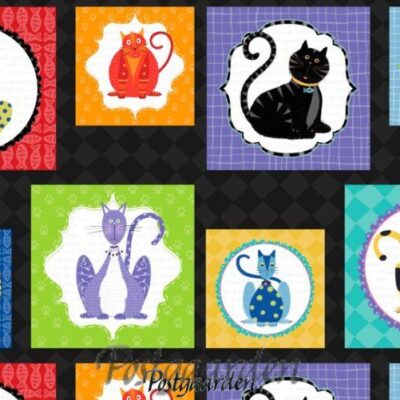 7565 Katte i panel patchworkstof