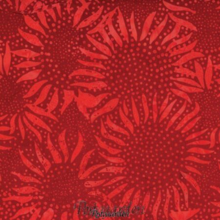 7572 Rød med blomster bali batik patchworkstof