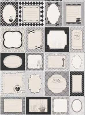 6637 Panel med mærkater til quilts patchworkstof