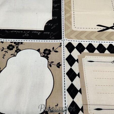 6637 Panel med mærkater til quilts patchworkstof