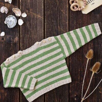 899034 Stribet Babybluse - Luna - strikkeopskrift