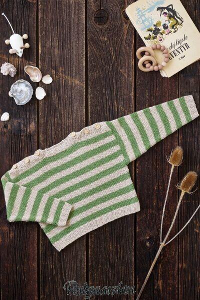899034 Stribet Babybluse - Luna - strikkeopskrift