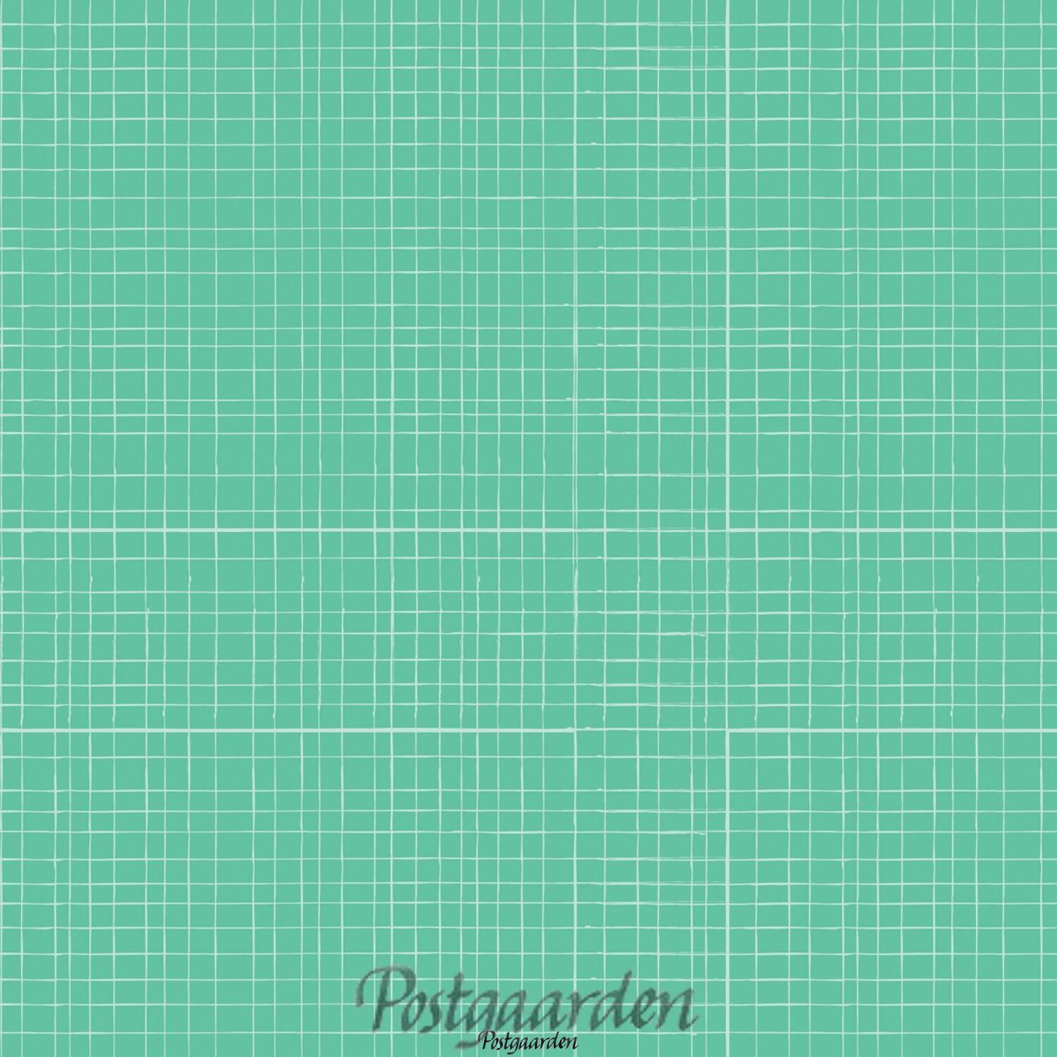 7590 Tyrkis med hvide streger i tern patchworkstof