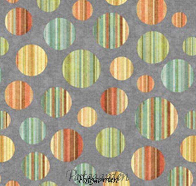 7588 Grå med stribede cirkler patchworkstof