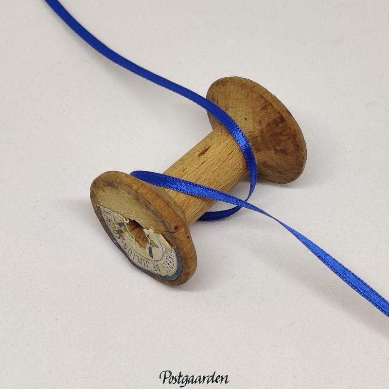 Koboltblå 3mm satinbånd